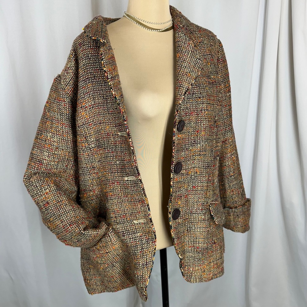 Coldwater‎ Creek Tweed Blazer Women's Size XL? Textured Button Jacket Lined